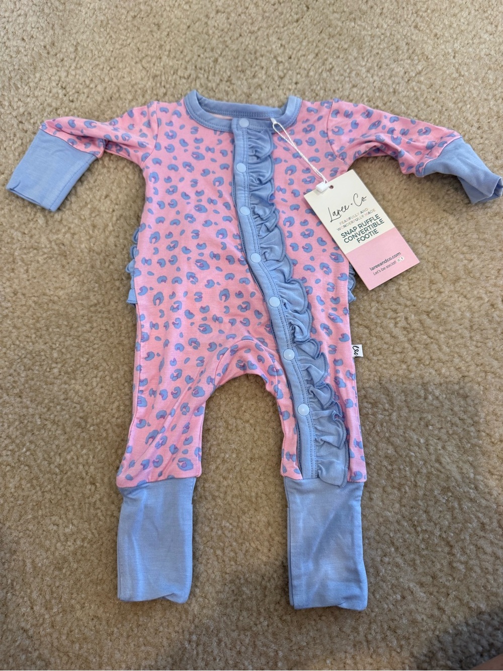 Pink Leopard Ruffle Snap-Front Baby One-Piece - NWT